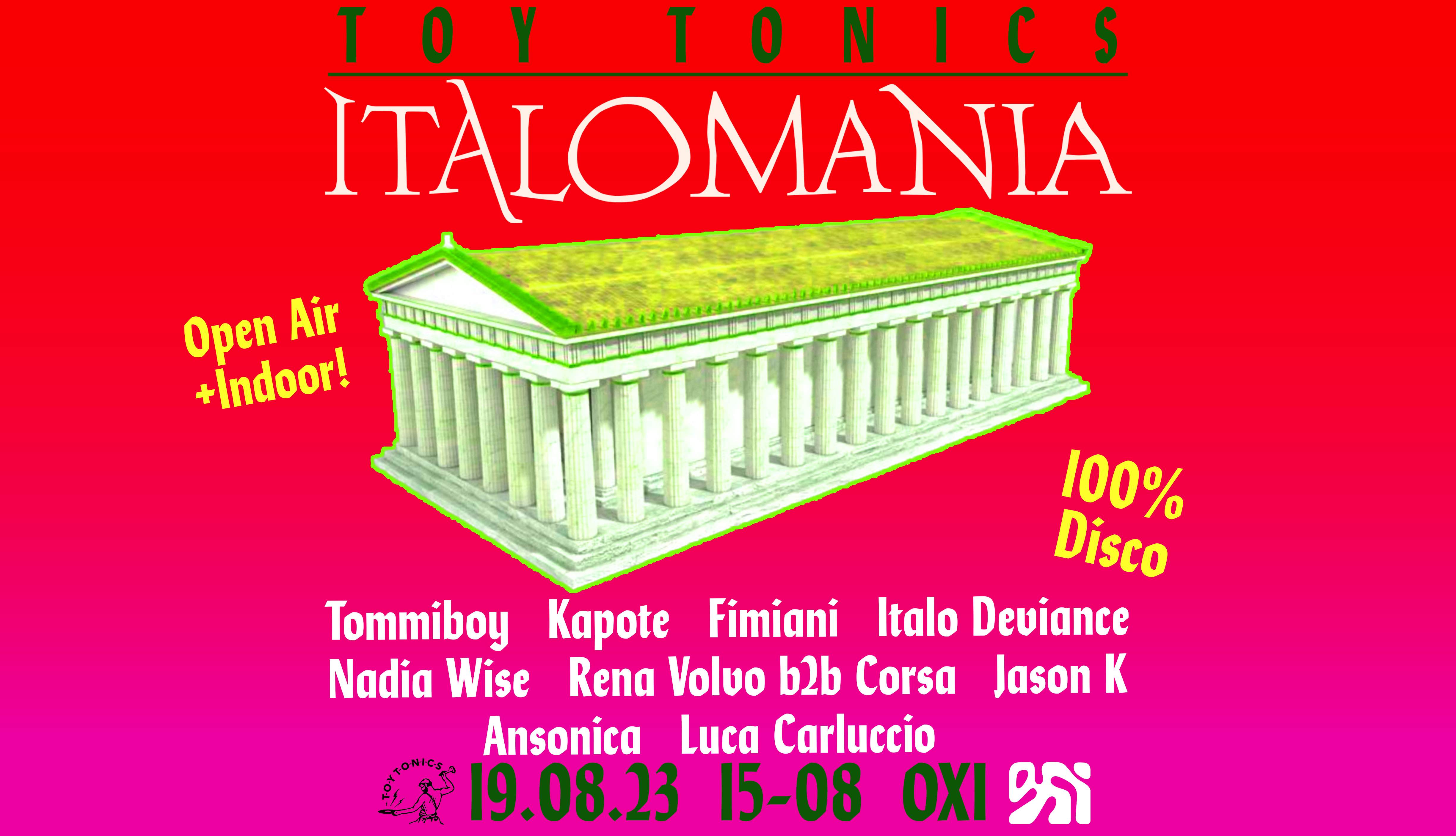 Toy Tonics presents ITALOMANIA - 17h Open Air + Indoor - Página frontal