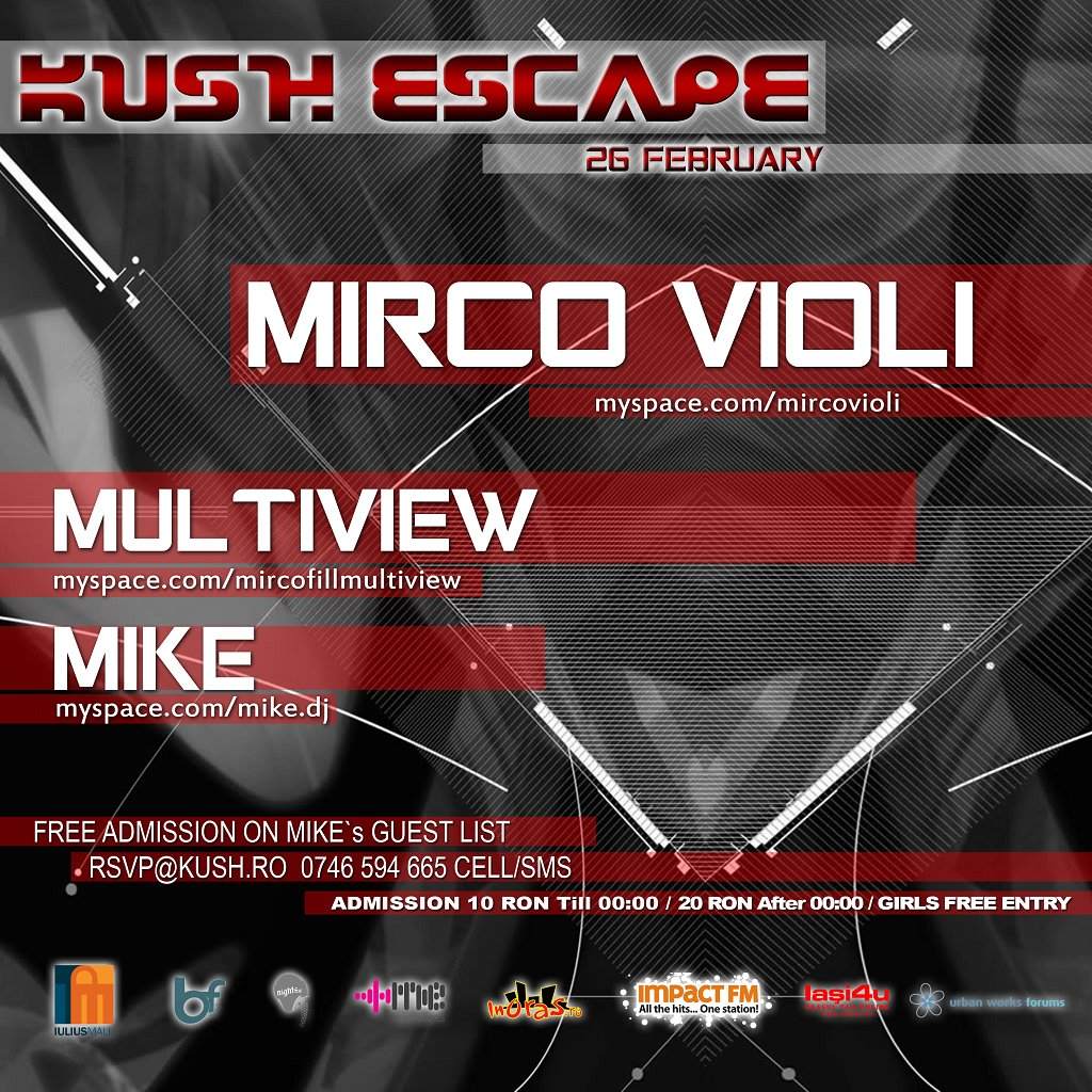 Kush - Escape with Mirko Violi , Multiview & Mike - Página frontal