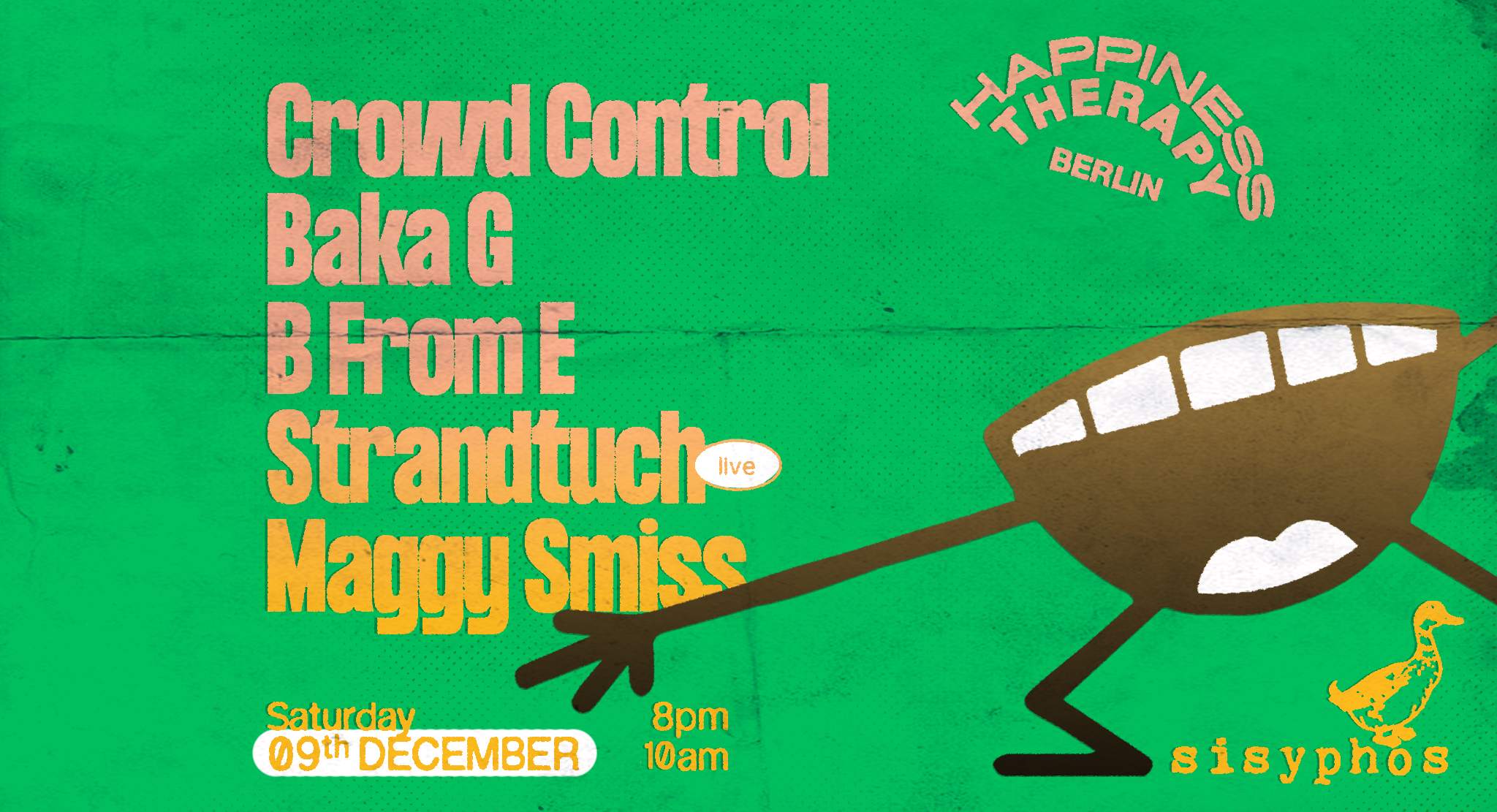 Happiness Therapy: Crowd Control, Baka G, B From E, Maggy Smiss, Strandtuch live - Página frontal