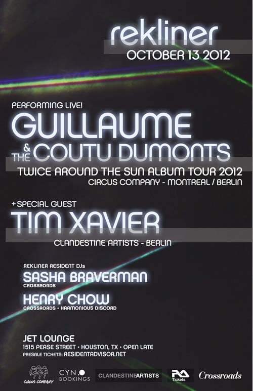 Rekliner Feat. Guillaume & The Coutu Dumonts -Live + Tim Xavier - フライヤー表