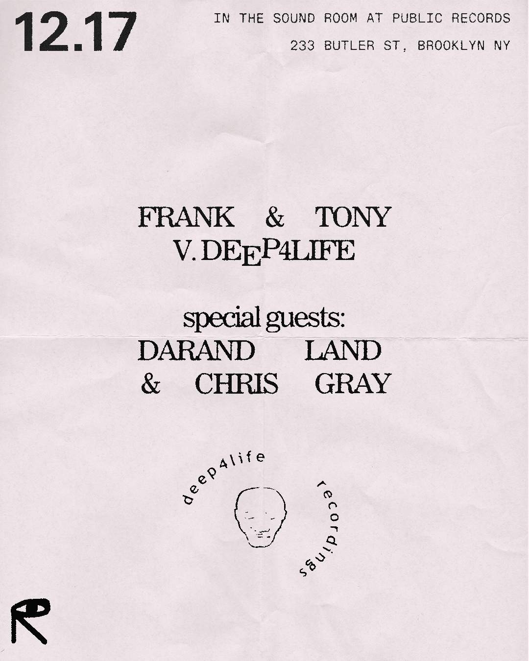 Frank & Tony v. Deep4life with special guests Darand Land & Chris Gray - フライヤー表