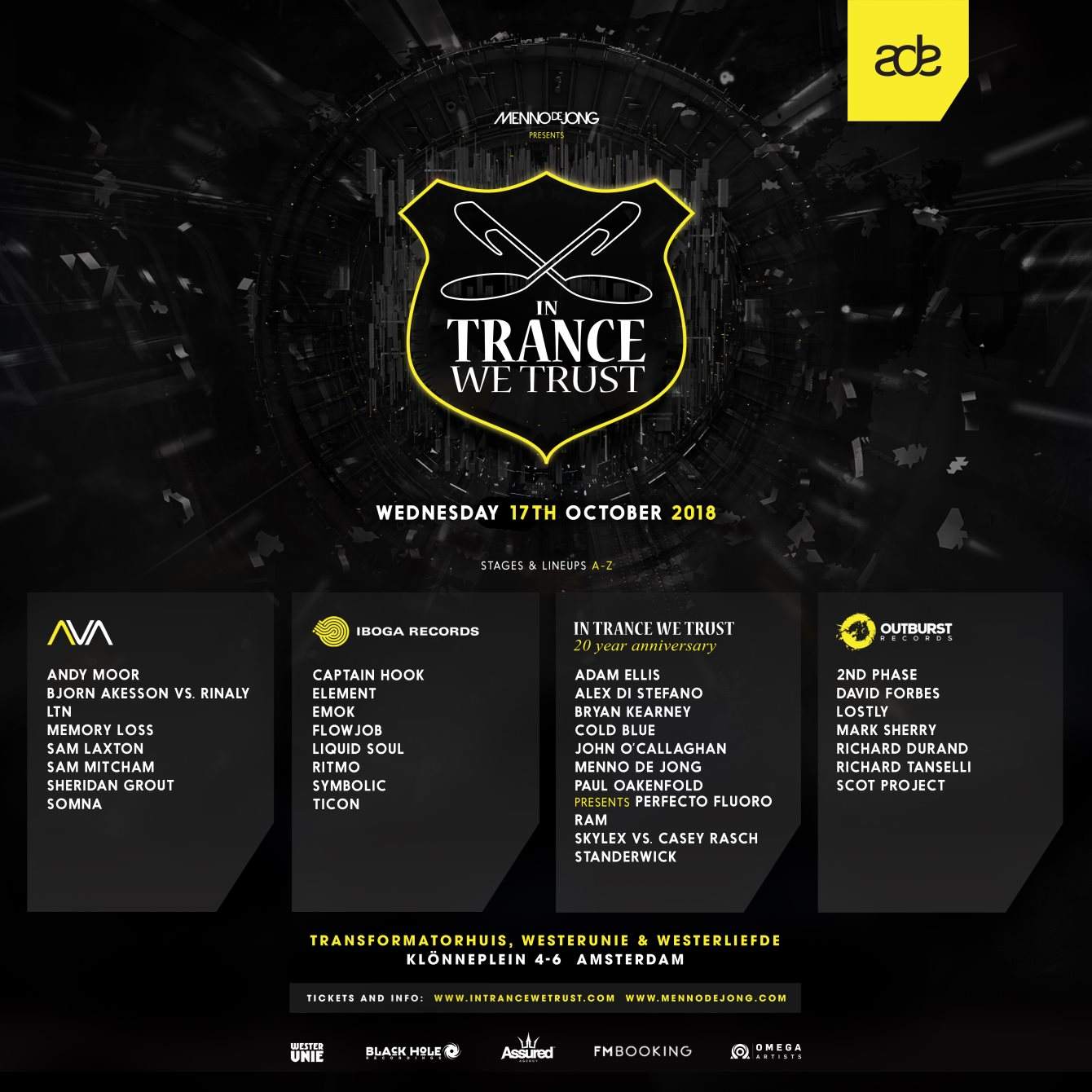 In Trance We Trust ADE Festival 2018 - フライヤー表