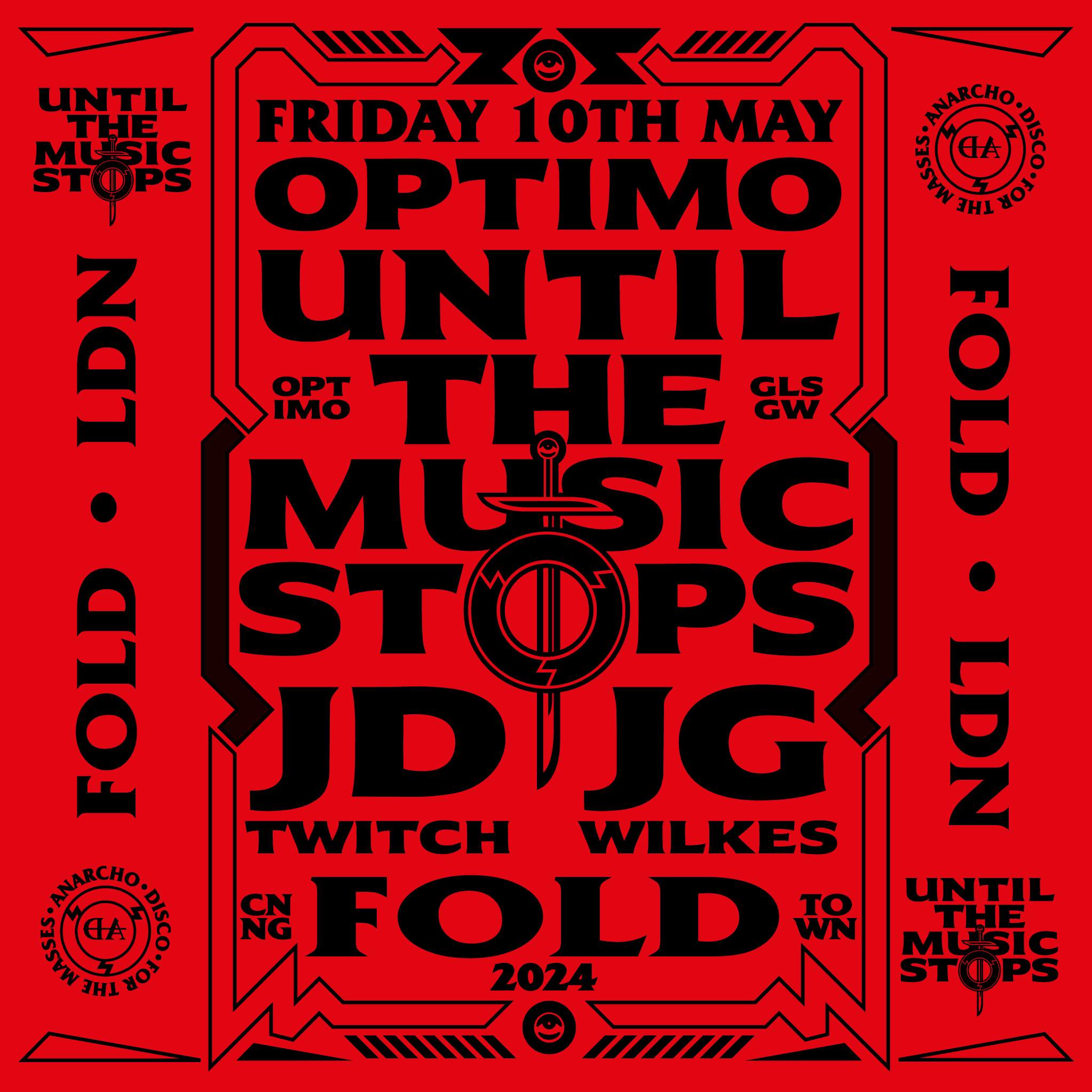 Until The Music Stops >>> Optimo (Espacio) / All Night Long / FOLD - フライヤー表