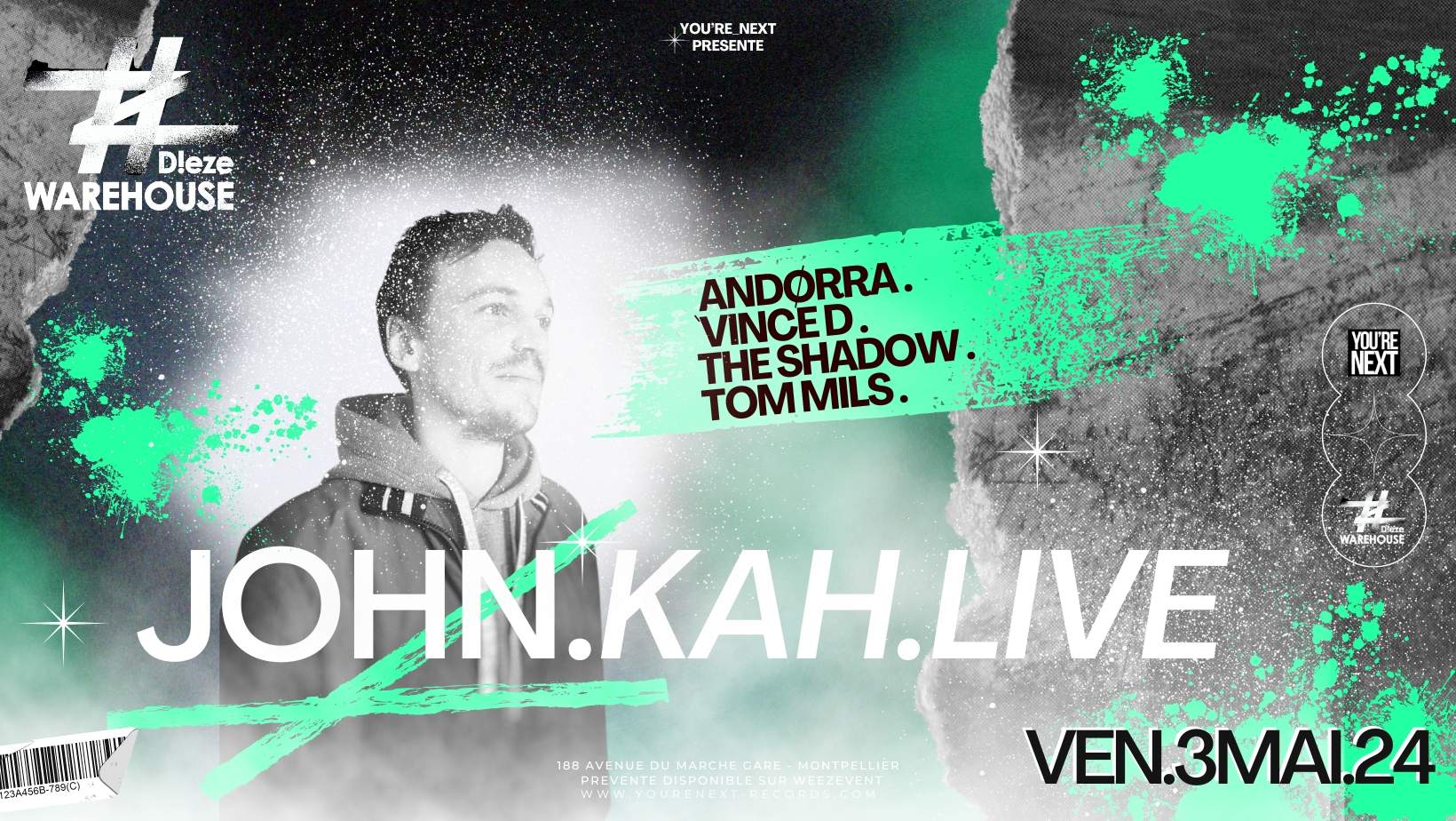 You're Next Night / John Kah live, Andørra, The Shadow, Vince D, Tom Mils at Dieze - Página trasera