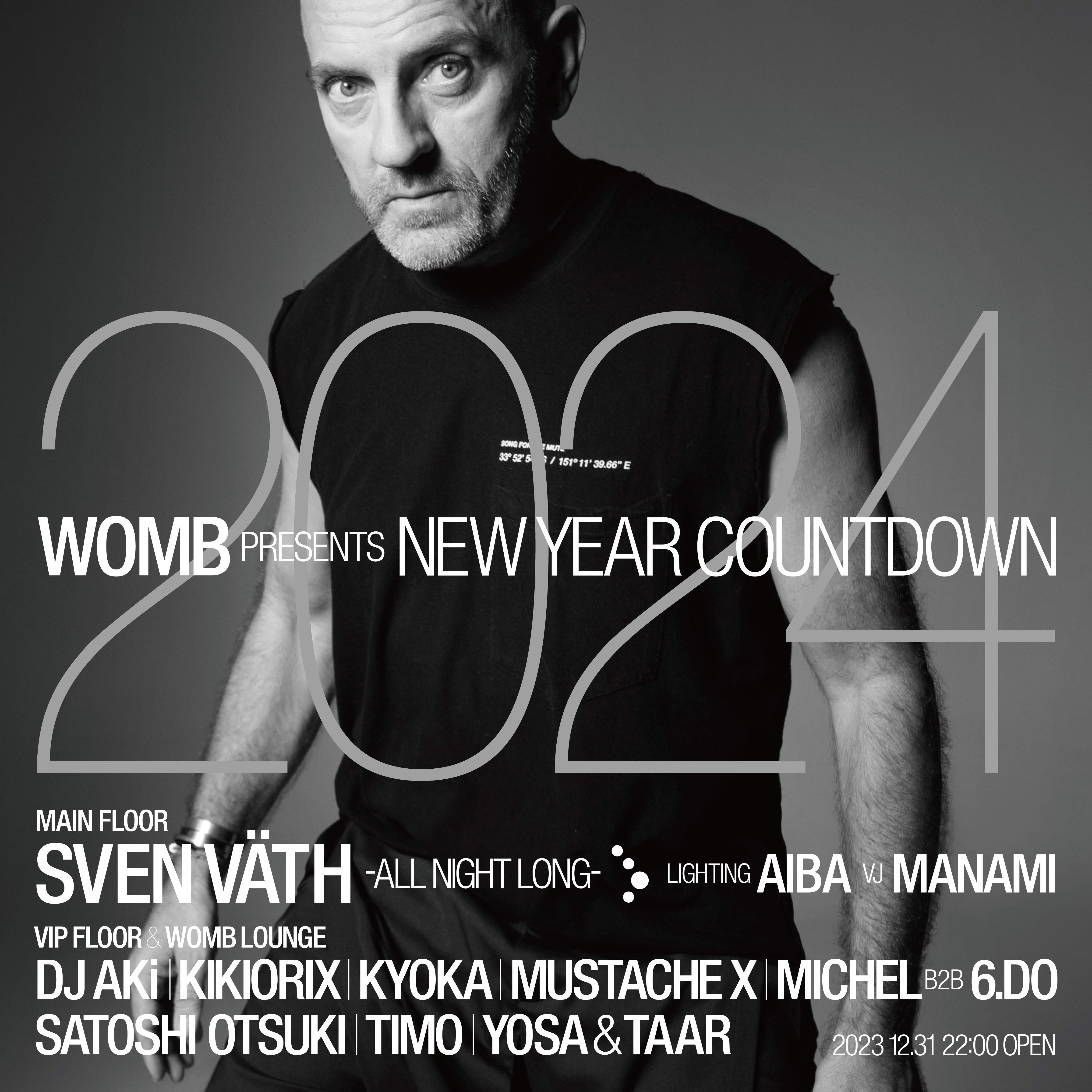 WOMB PRESENTS NEW YEAR COUNTDOWN TO 2024 - フライヤー表