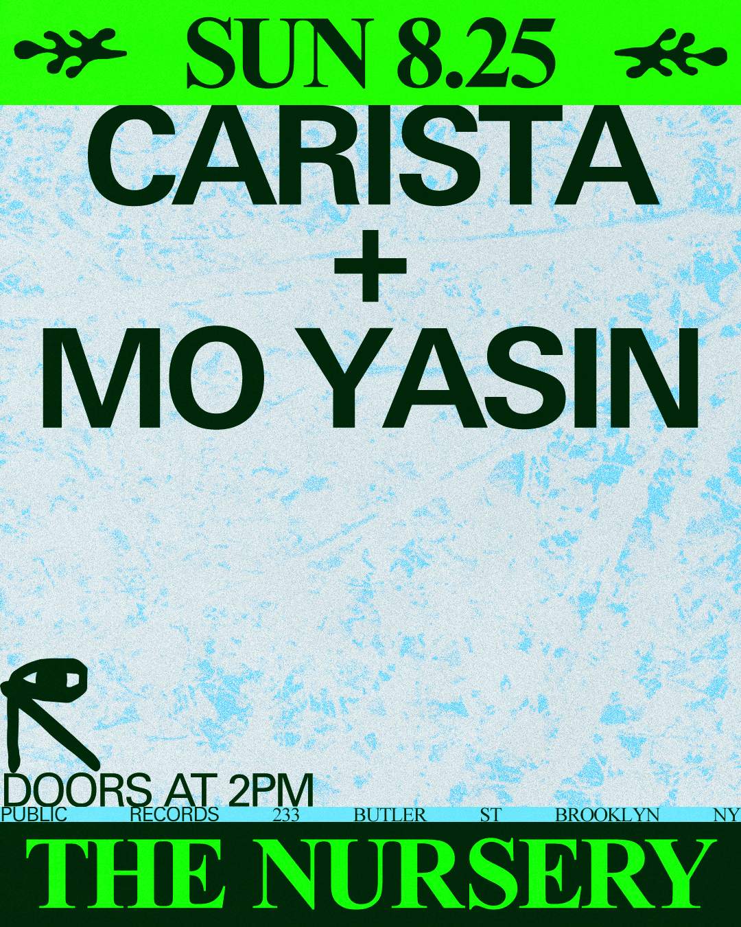 CARISTA + Mo Yasin in The Nursery - Página frontal