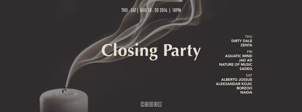 Cabal Closing Trilogy The Finale with Kojic, Jossue, Borzoo & Nadia - フライヤー表