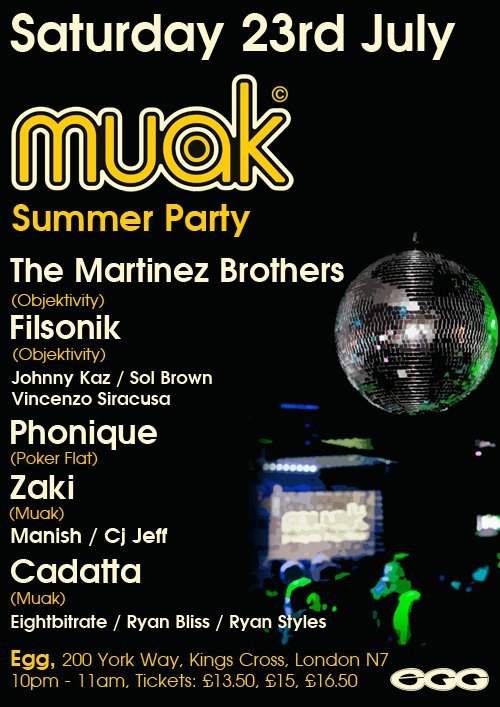 Muak with The Martinez Brothers, Phonique, Zaki& More - フライヤー表