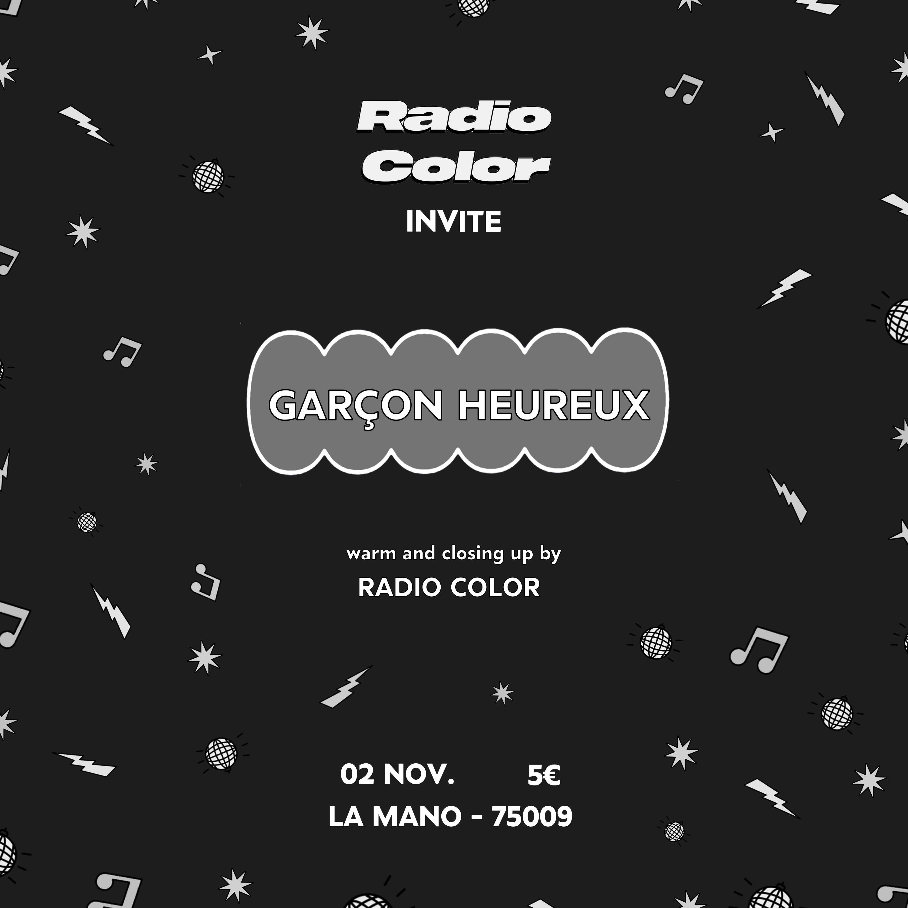 RadioColor invite Garçon Heureux - Página trasera