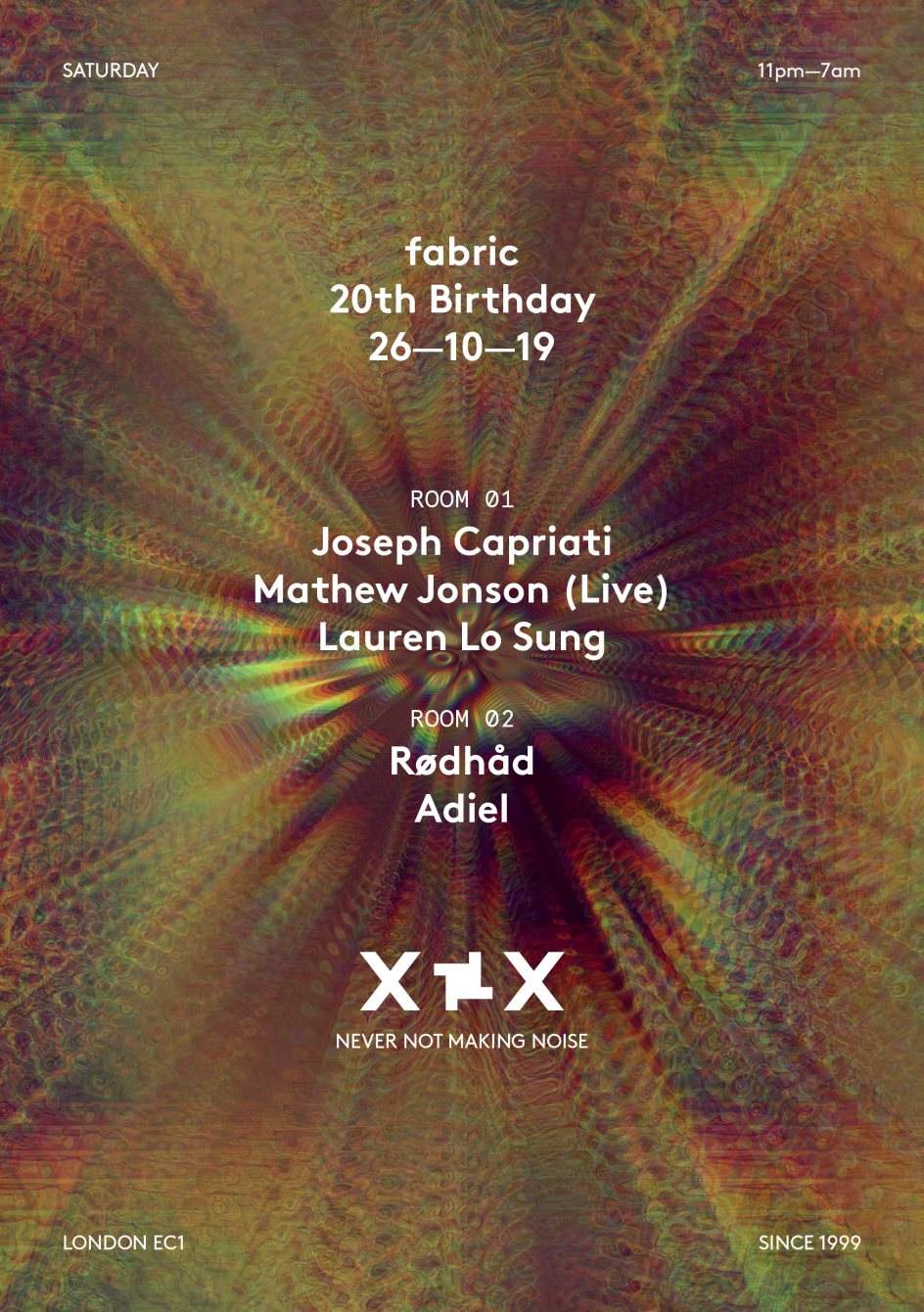 fabric XX: Joseph Capriati, Rødhåd & Mathew Jonson (Live) - フライヤー裏
