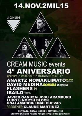 4 Aniversario Cream Music Events - フライヤー表