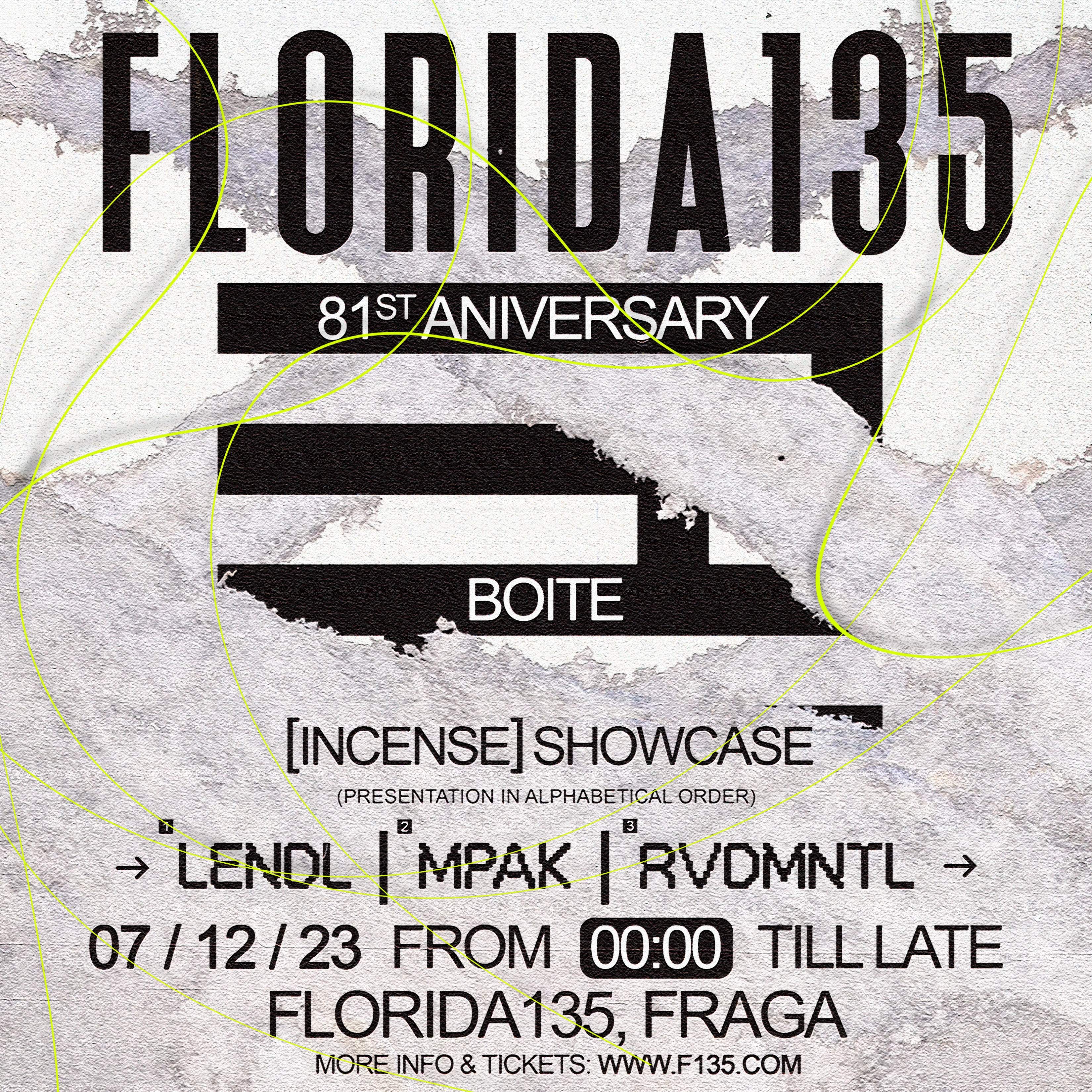 Florida135 81th anniversary Boite x Incense Records - フライヤー裏