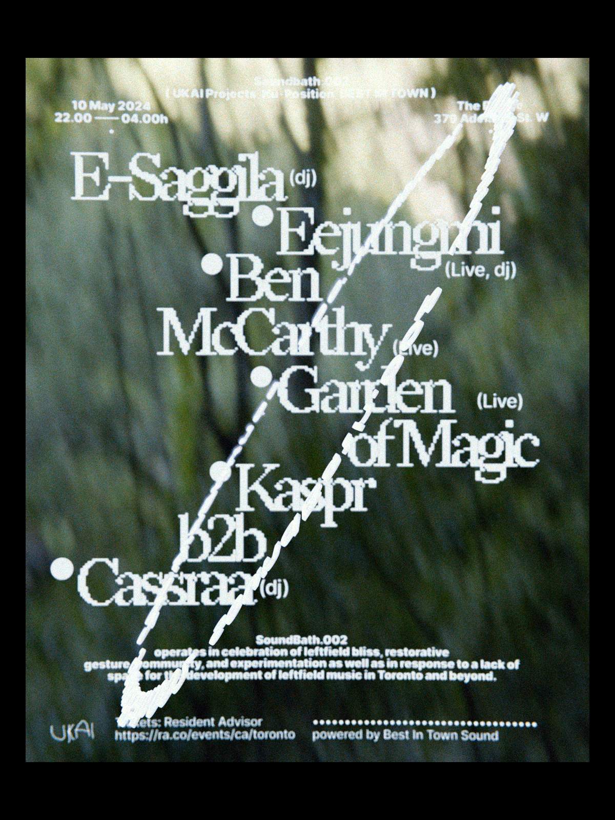 SoundBath.002 - E-Saggila, EEJUNGMI, Garden of Magic, Ben McCarthy, Kaspr b2b CASSRAA - フライヤー表