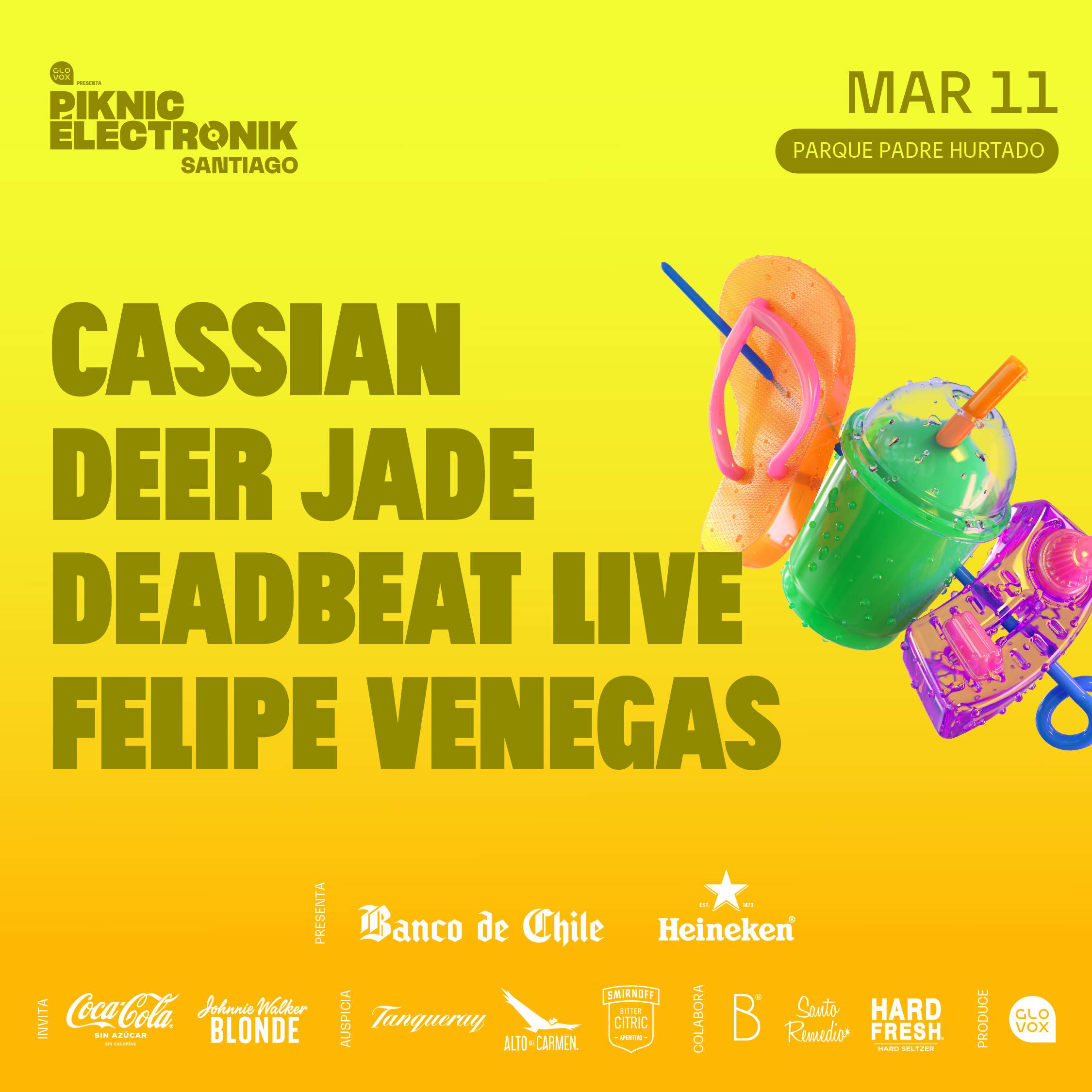 Piknic Électronik Santiago #7 - Cassian - Deer Jade - Deadbeat - Felipe Venegas - フライヤー表