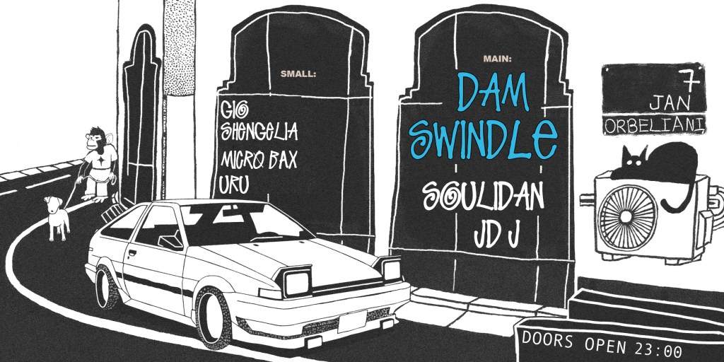 Dam Swindle - Soulidan - Jdj - Gio Shengelia - Micro Bax - Uru - フライヤー表