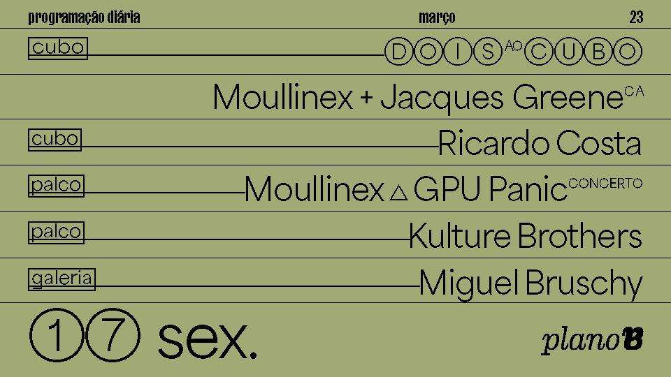 Moullinex + Jacques Greene, Ricardo Costa, Moullinex △ GPU Panic - フライヤー表