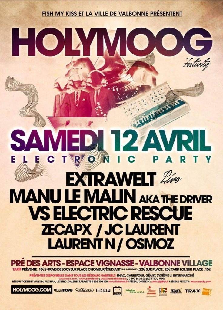Holymoog #1 with Extrawelt, Manu le Malin vs Electric Rescue - フライヤー表