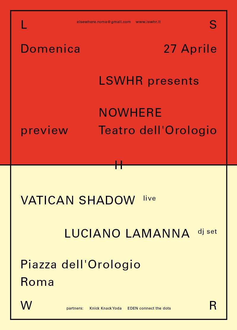 Lswhr presents Nowhere Preview: Vatican Shadow Live - Página frontal
