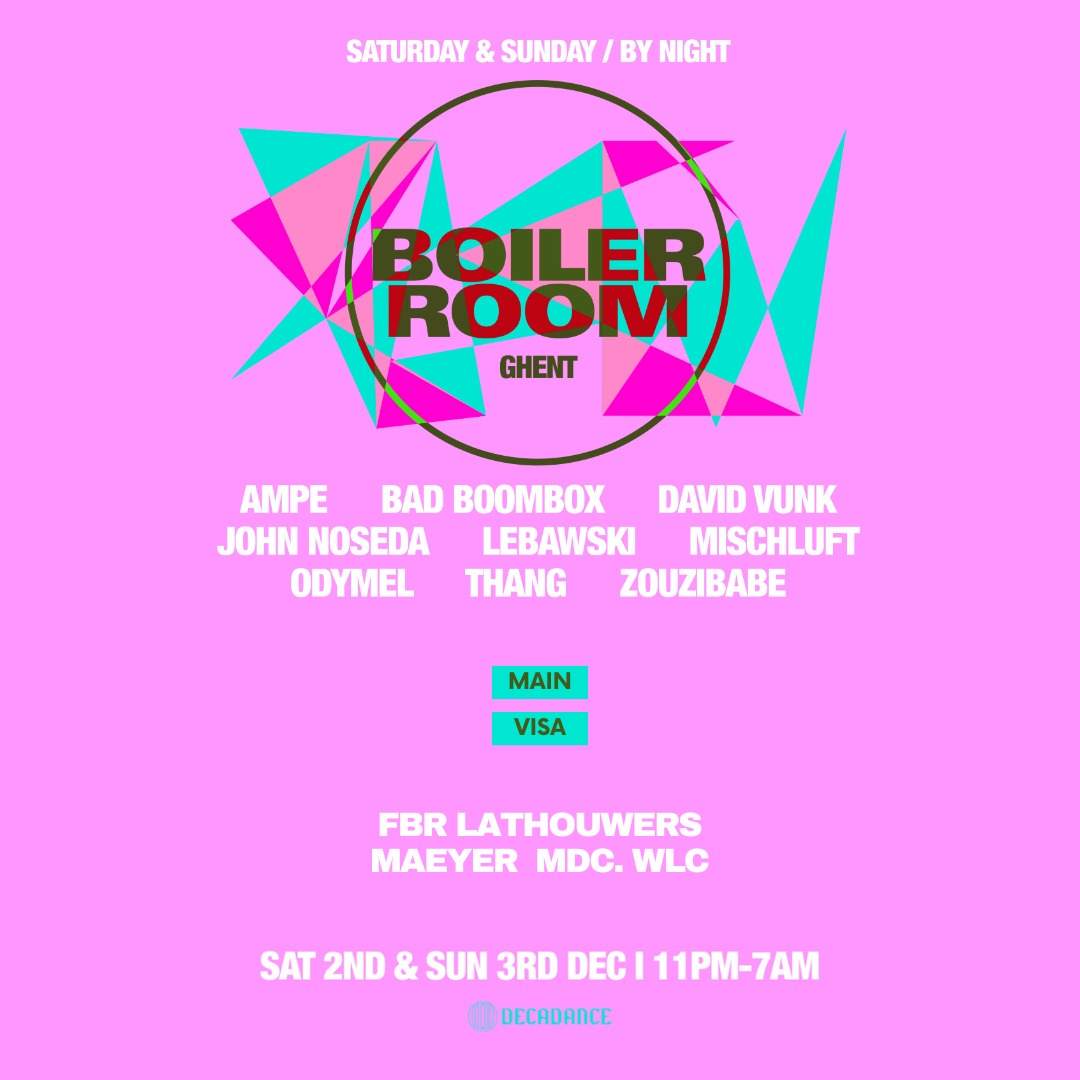 Boiler room afterparty @Decadance - フライヤー表