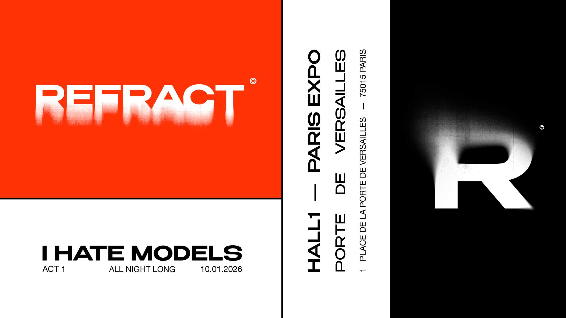 REFRACT: I Hate Models All Night Long at HALL 1 Paris Expo - Verso du flyer