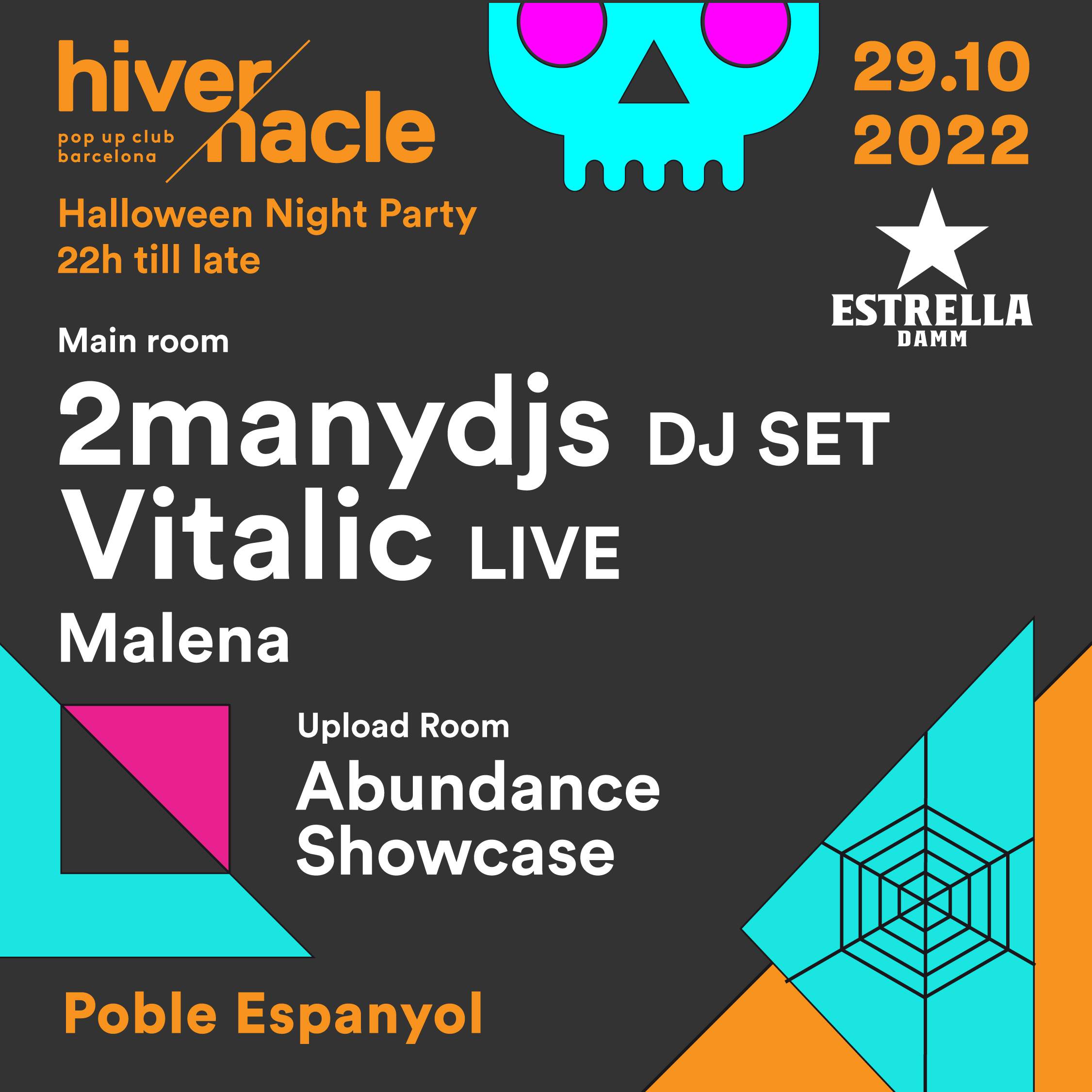 Hivernacle Pop Up Club #1 - Halloween Night Party: 2ManyDJs (dj set), Vitalic (live), MALENA  - Flyer back