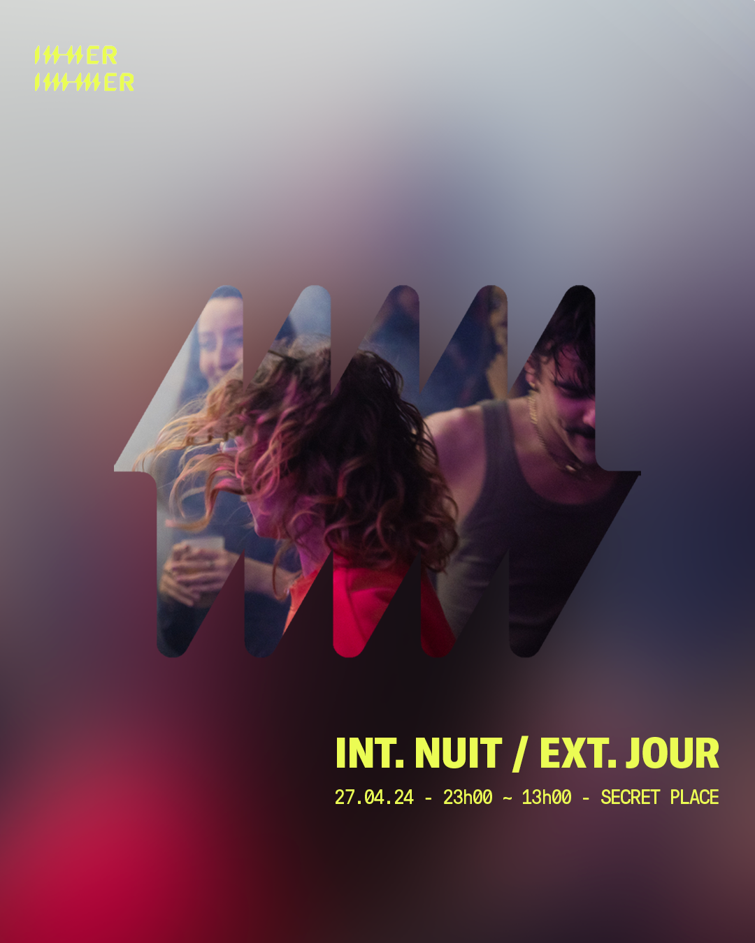 INT. NUIT / EXT. JOUR - Inner Immer agency night - フライヤー表