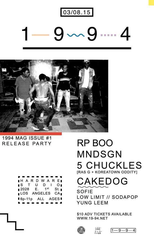 1994 Mag Release Party w. RP Boo / Mndsgn / 5 Chuckles / Cakedog - Página frontal