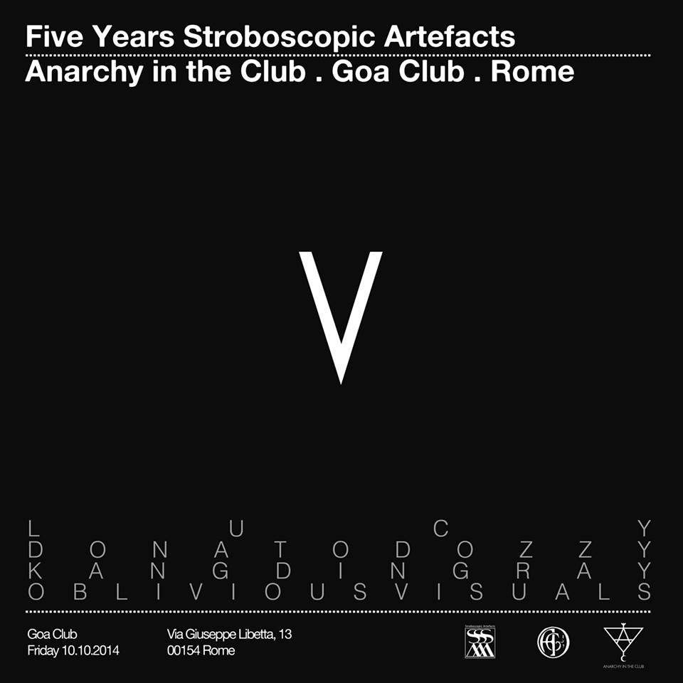 Anarchy In The Club presents Five Years Stroboscopic Artefacts: Lucy, Donato Dozzy & Kangding - Página frontal