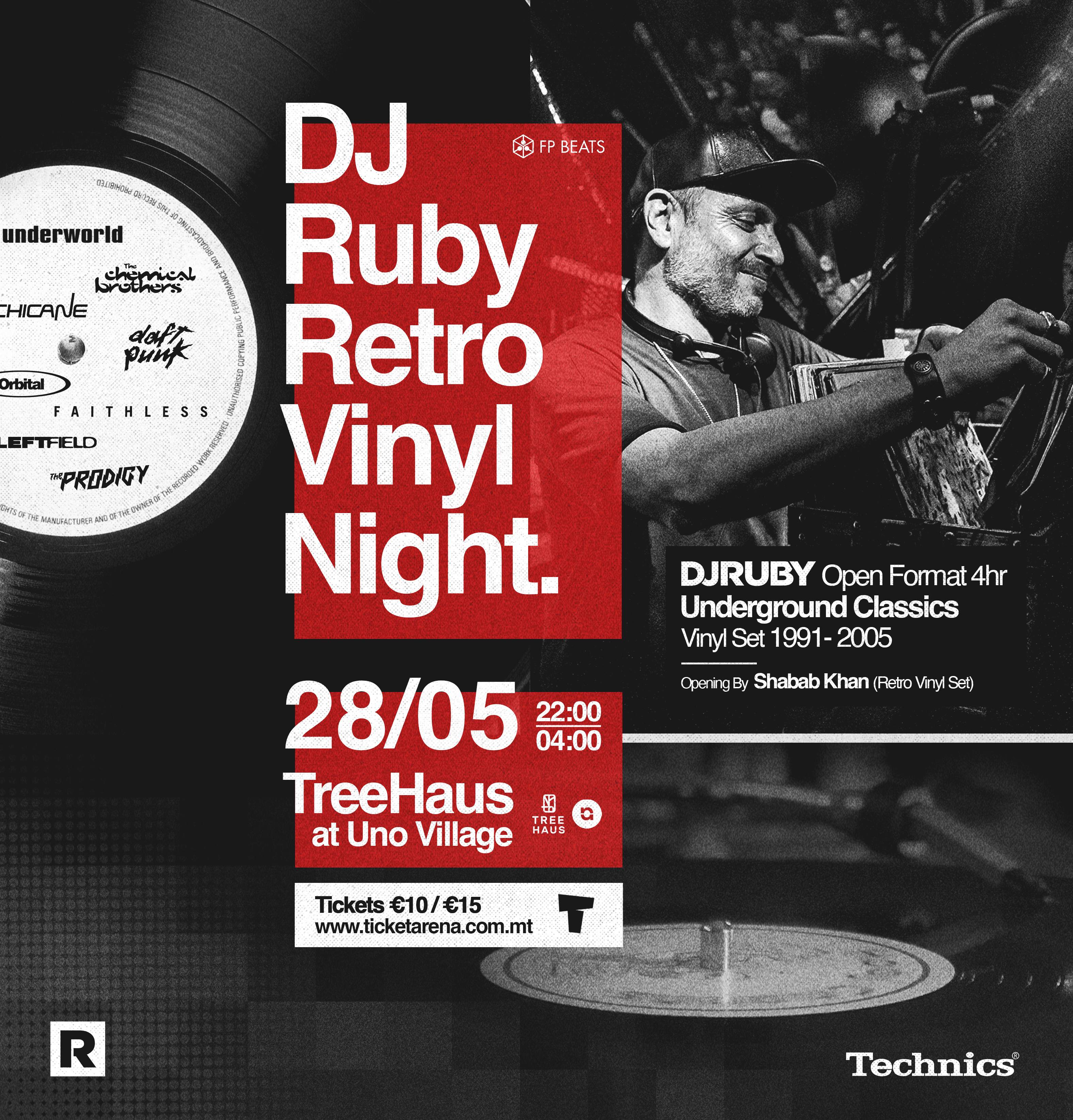 DJ Ruby Retro Vinyl Night: Underground Classics - Flyer front