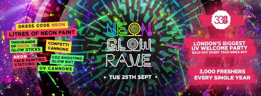 The 2018 Freshers Neon Glow Rave - フライヤー表