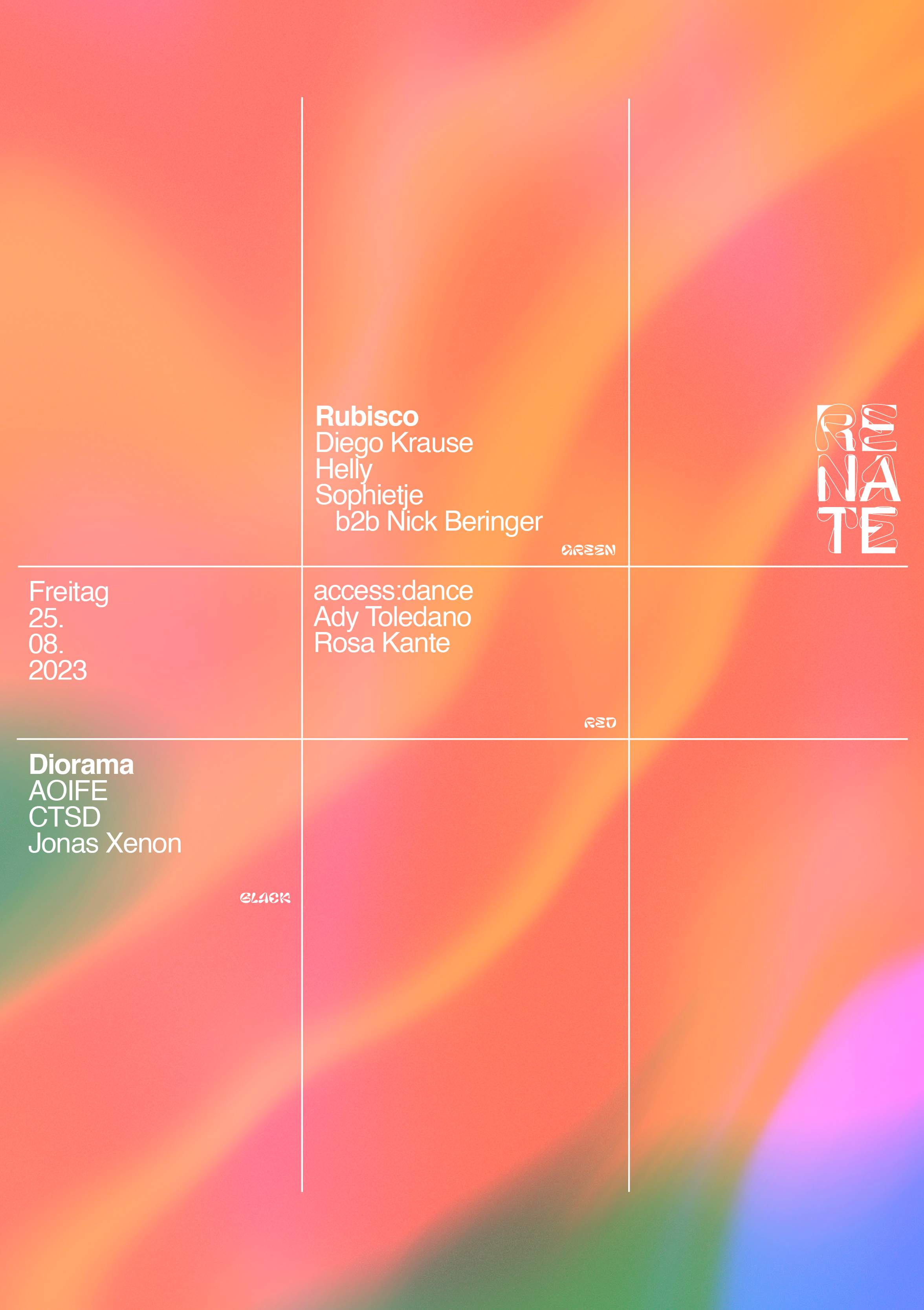 Renate with Helly, Nick Beringer, Ady Toledano, Diego Krause, AOIFE, CTSD + more - フライヤー表