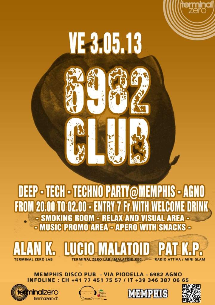 6982 Club - Inaugurazione - Friday Deep Tech Techno Party - フライヤー表