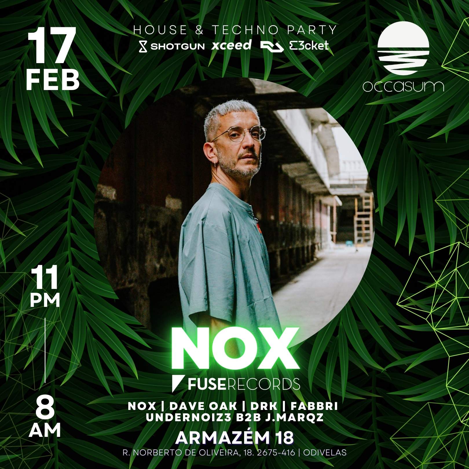 Occasum presents NOX (Fuse Records) - DAVE OAK - DRK - FABBRI - UNDERNOIZ3 - J.MARQZ - Página trasera