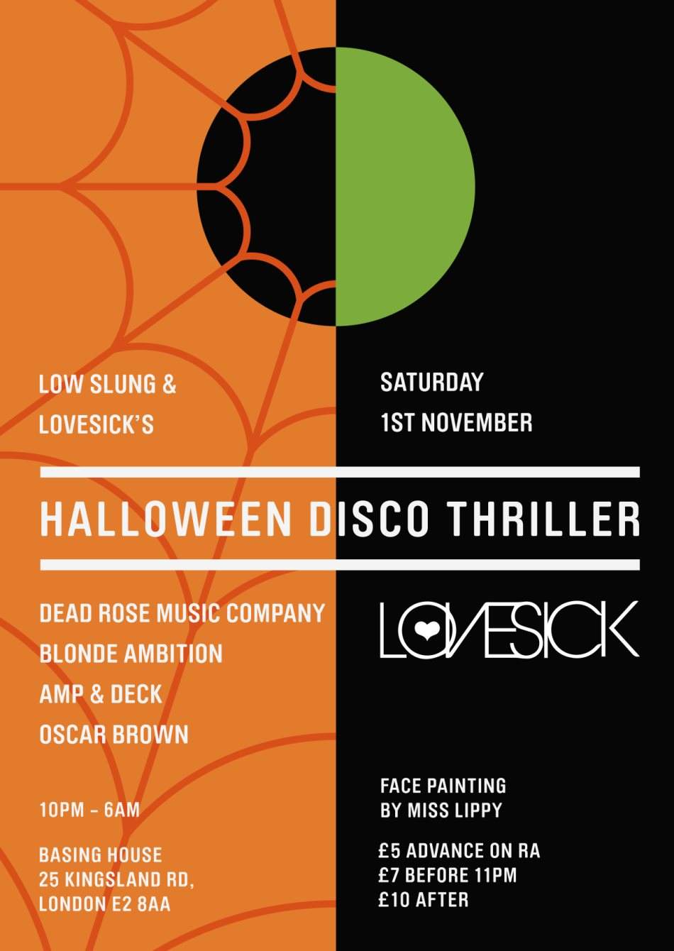 Low Slung & Lovesick's... Halloween Disco Thriller - フライヤー表