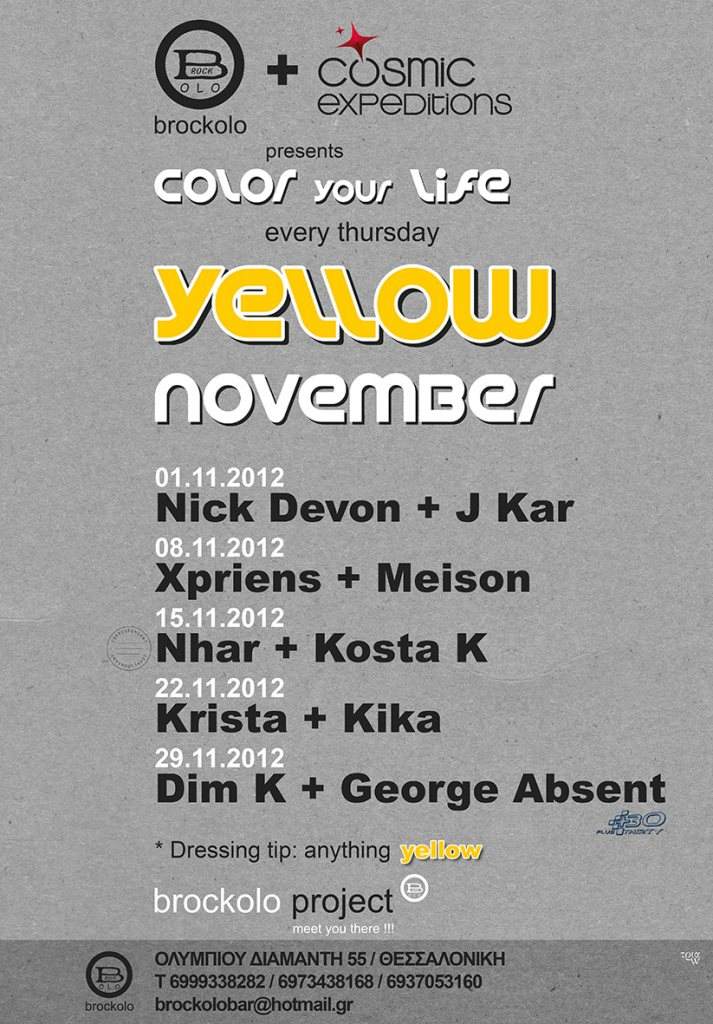 Color Your Life - Yellow November - Nick Devon , J Kar - Página frontal