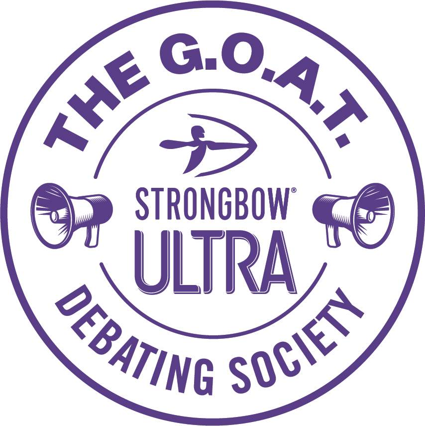 Strongbow ULTRA G.O.A.T Celebrity Debating Society - Página frontal