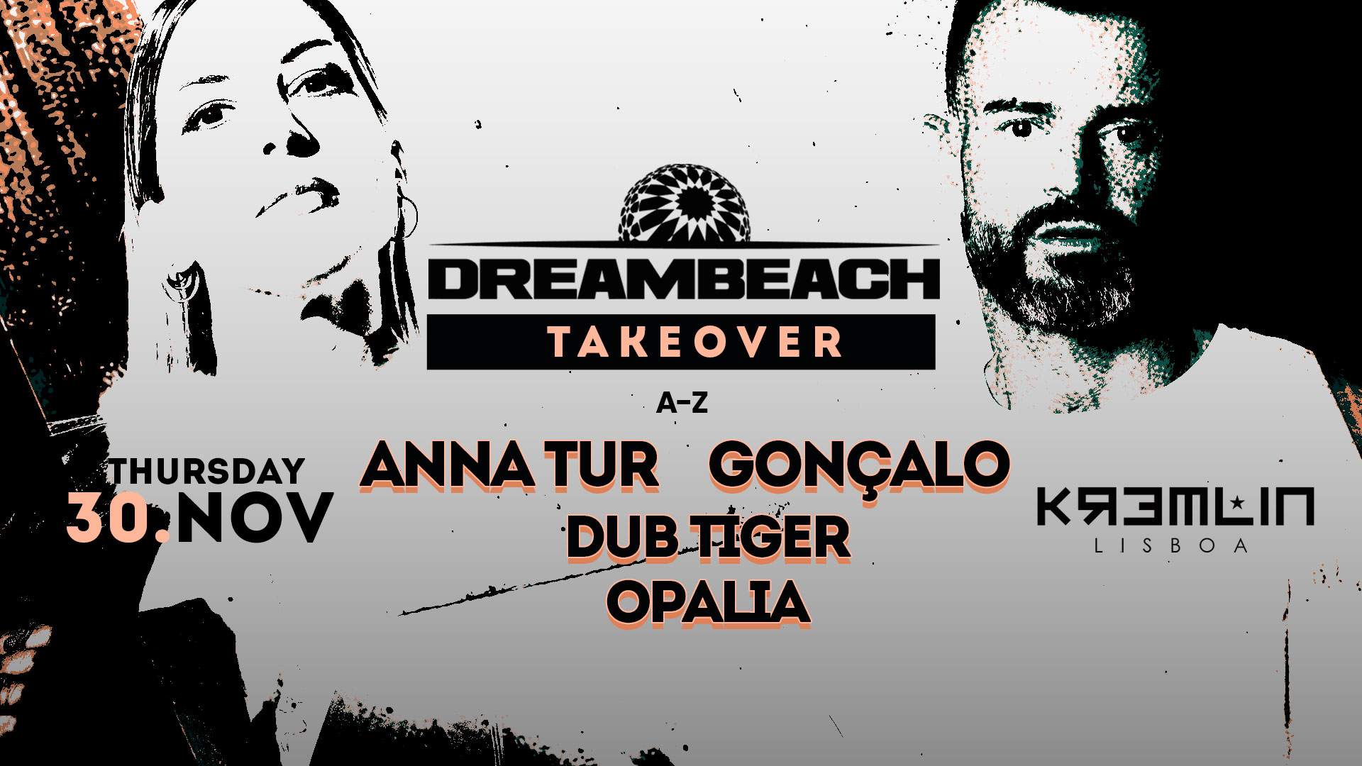 DreamBeach Takeover - Gonçalo, Ana Tur , Dub Tiger, Opalia - フライヤー表