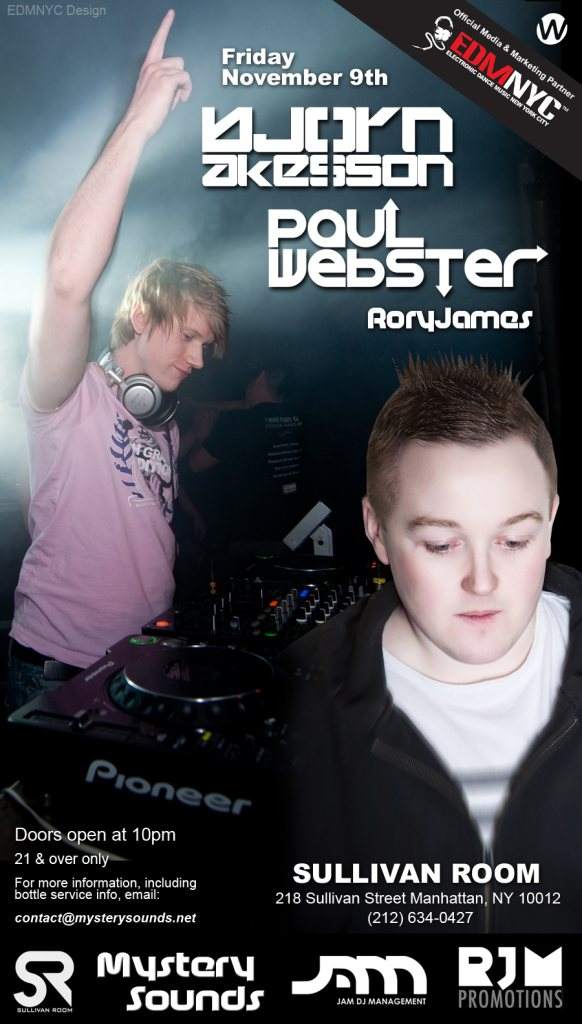 Mystery Sounds Pres. Paul Webster / Bjorn Akesson / Rory James - フライヤー表