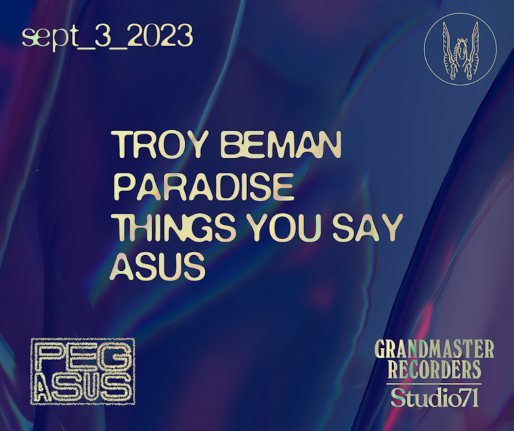 Grandmaster Recorders: Troy Beman | Paradise | Things You Say | Asus - フライヤー表