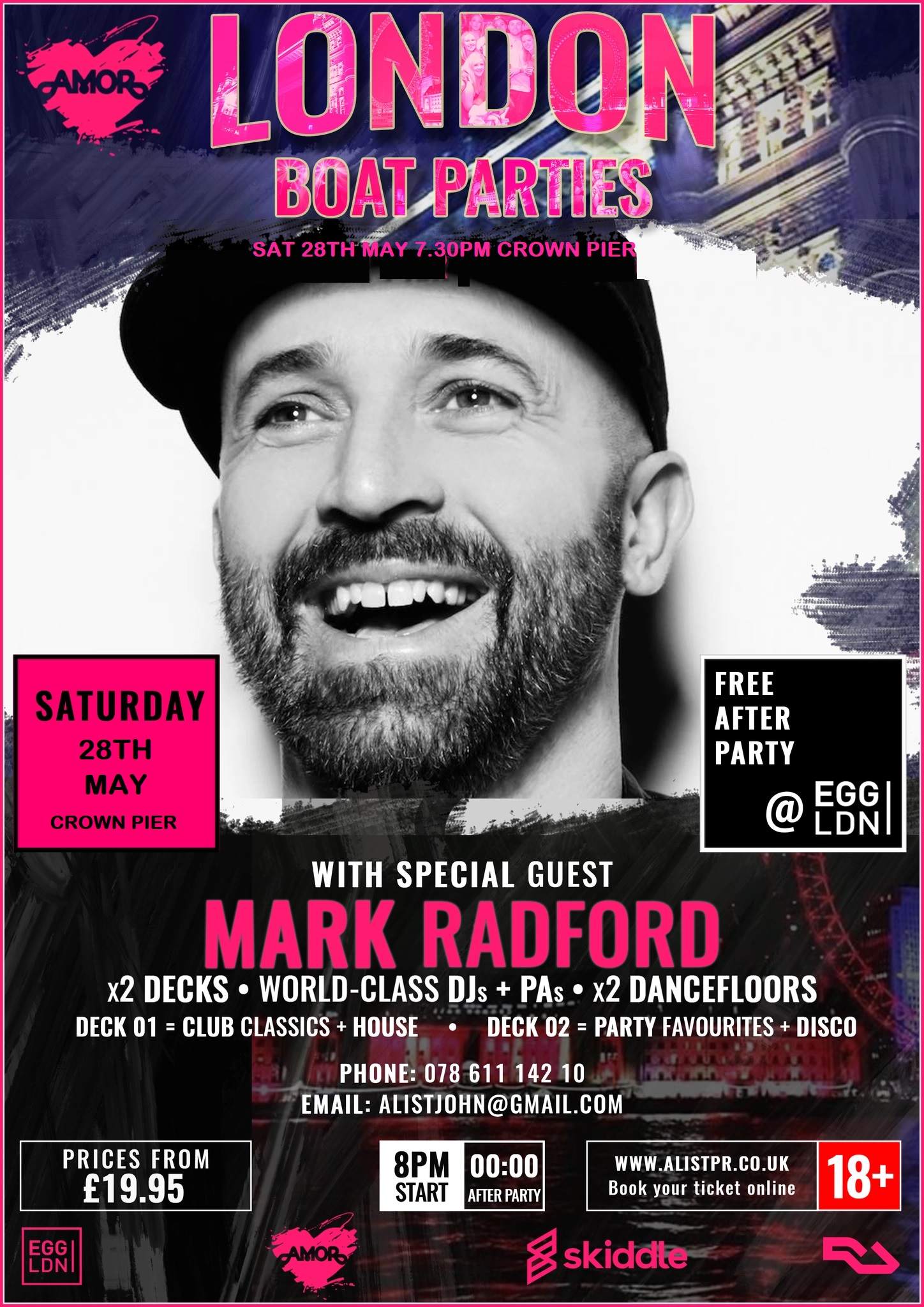 Amor Sunset Cruise Boat party w/ Mark Radford + free after party (worth £20) - フライヤー裏