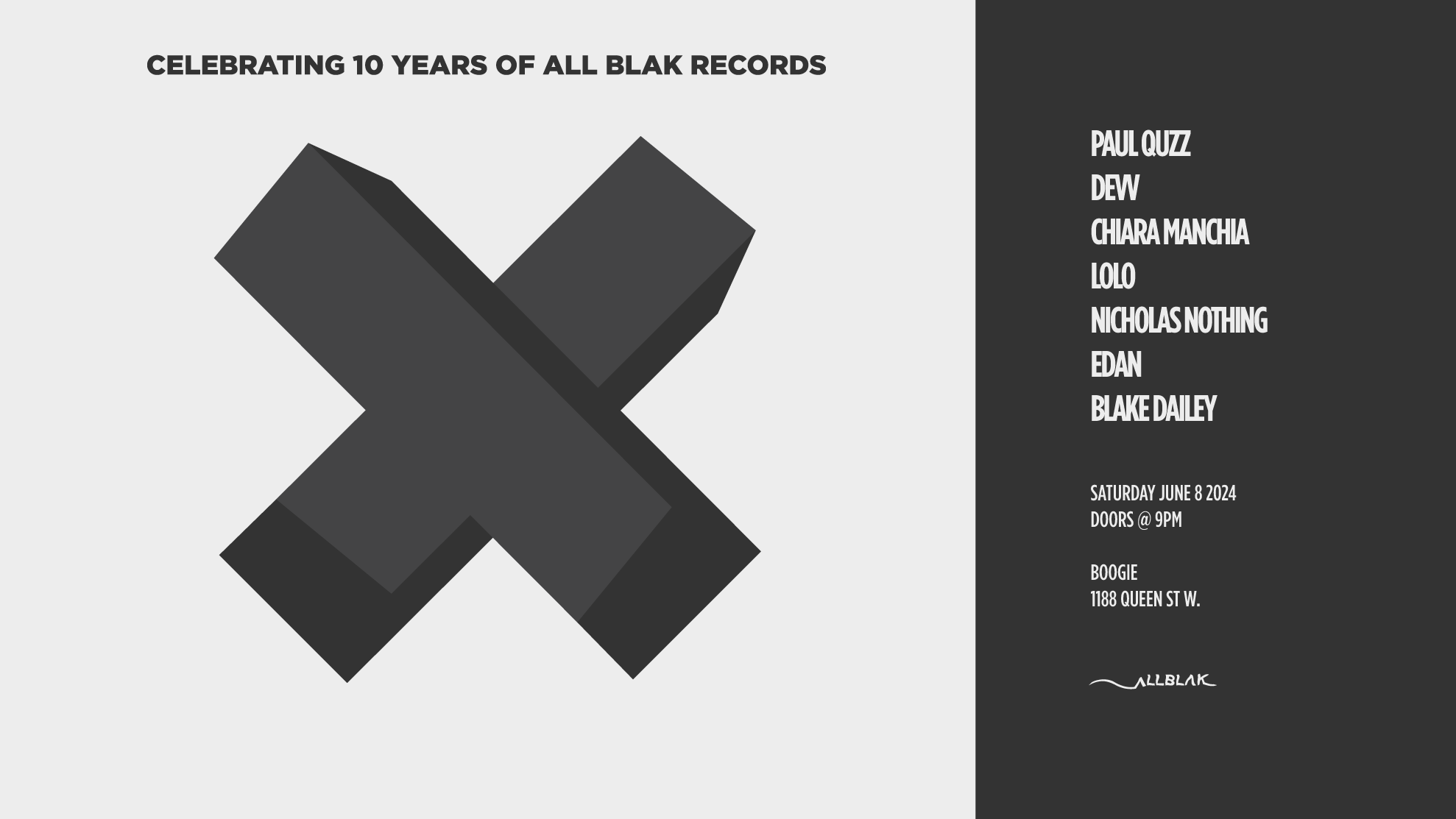 X // ALL BLAK Records 10 Year Anniversary - Página frontal