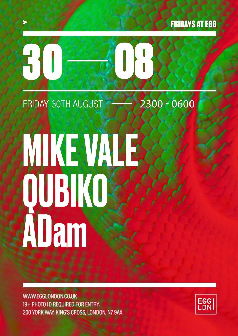 Fridays at EGG: Mike Vale, Qubiko, Adam and More - フライヤー表