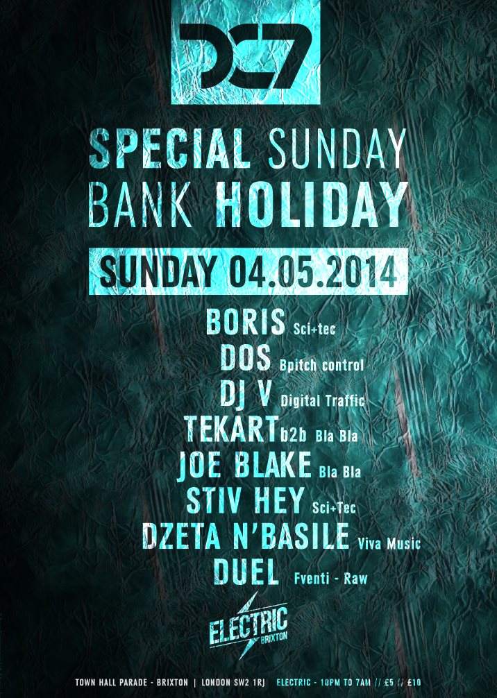 DC7 present Special Sunday Bank Holiday - Página trasera