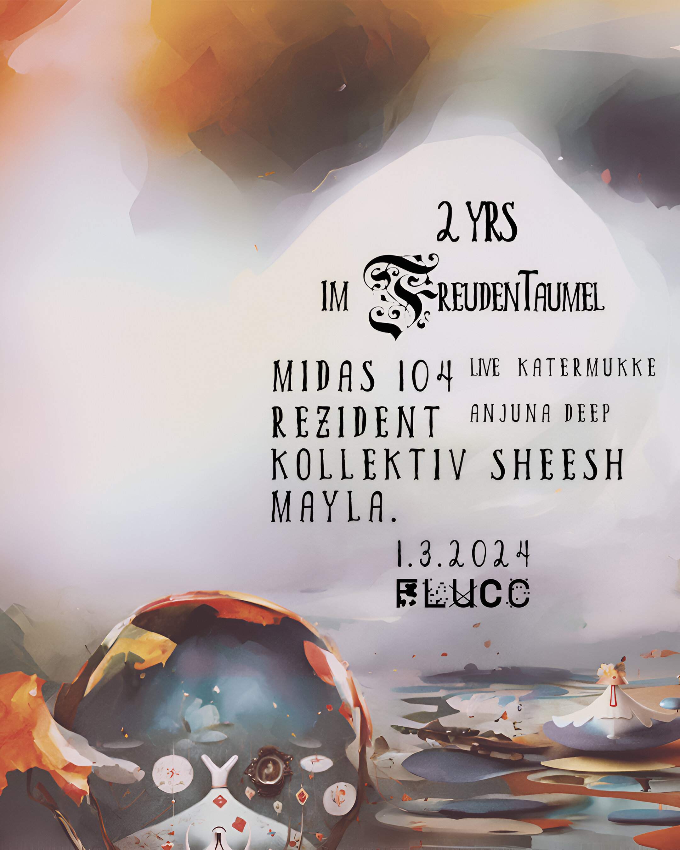 2 Yrs 'Im Freudentaumel' with Midas 104 LIVE (Katermukke) & Rezident (Anjuna Deep) - フライヤー表