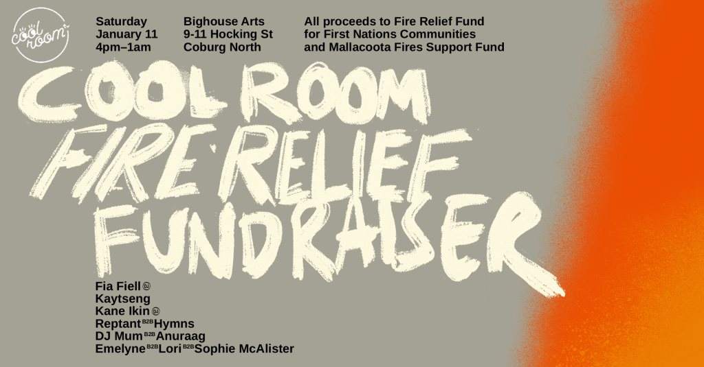 Cool Room Fire Relief Fundraiser - フライヤー表
