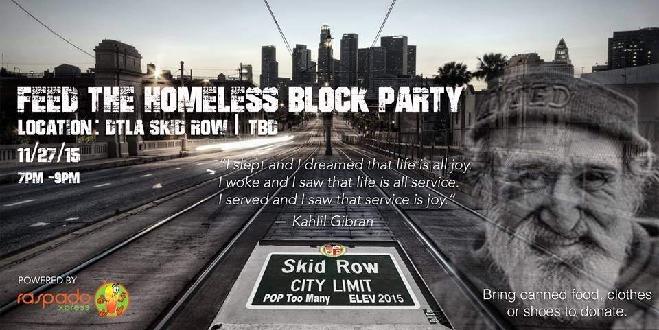 Feed The Homeless Block Party bei Skid Row Los Angeles