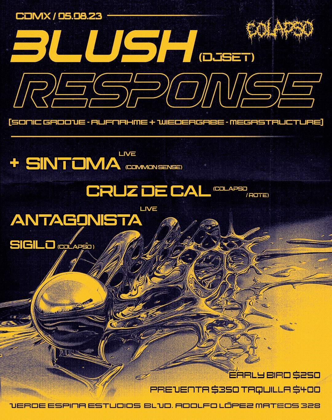 Colapso presenta: Blush Response(Sonic Groove/ Aufnahme + Wiedergabe) - Página frontal