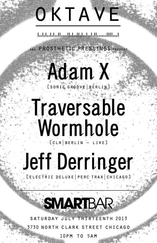 Oktave & Prosthetic Pressings: Adam X - Traversable Wormhole (Live) - Jeff Derringer - フライヤー表