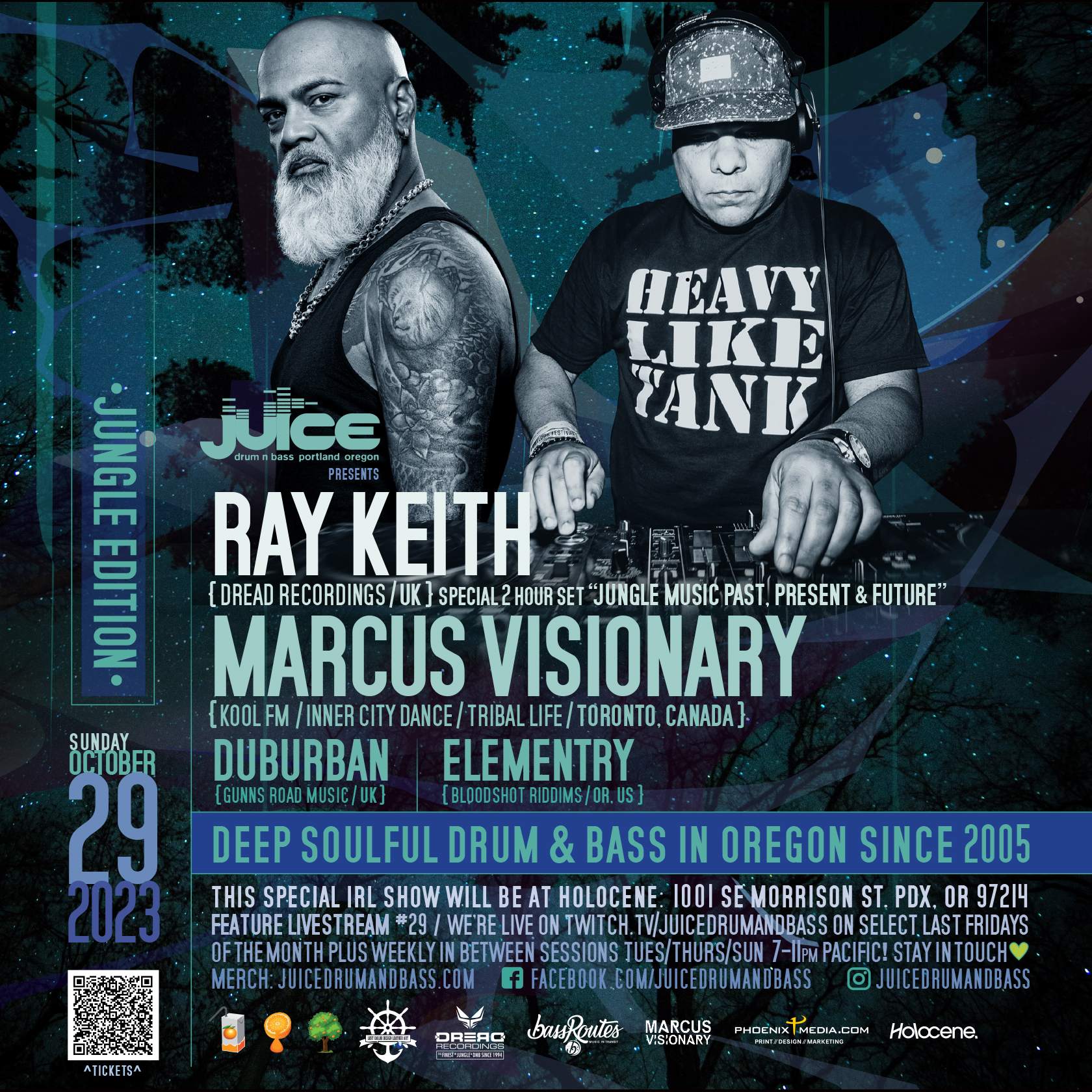 10/29 JUICE DnB Jungle Edition: Ray Keith-UK, Marcus Visionary-TO, Duburban-UK, Elementry-PDX - Página frontal