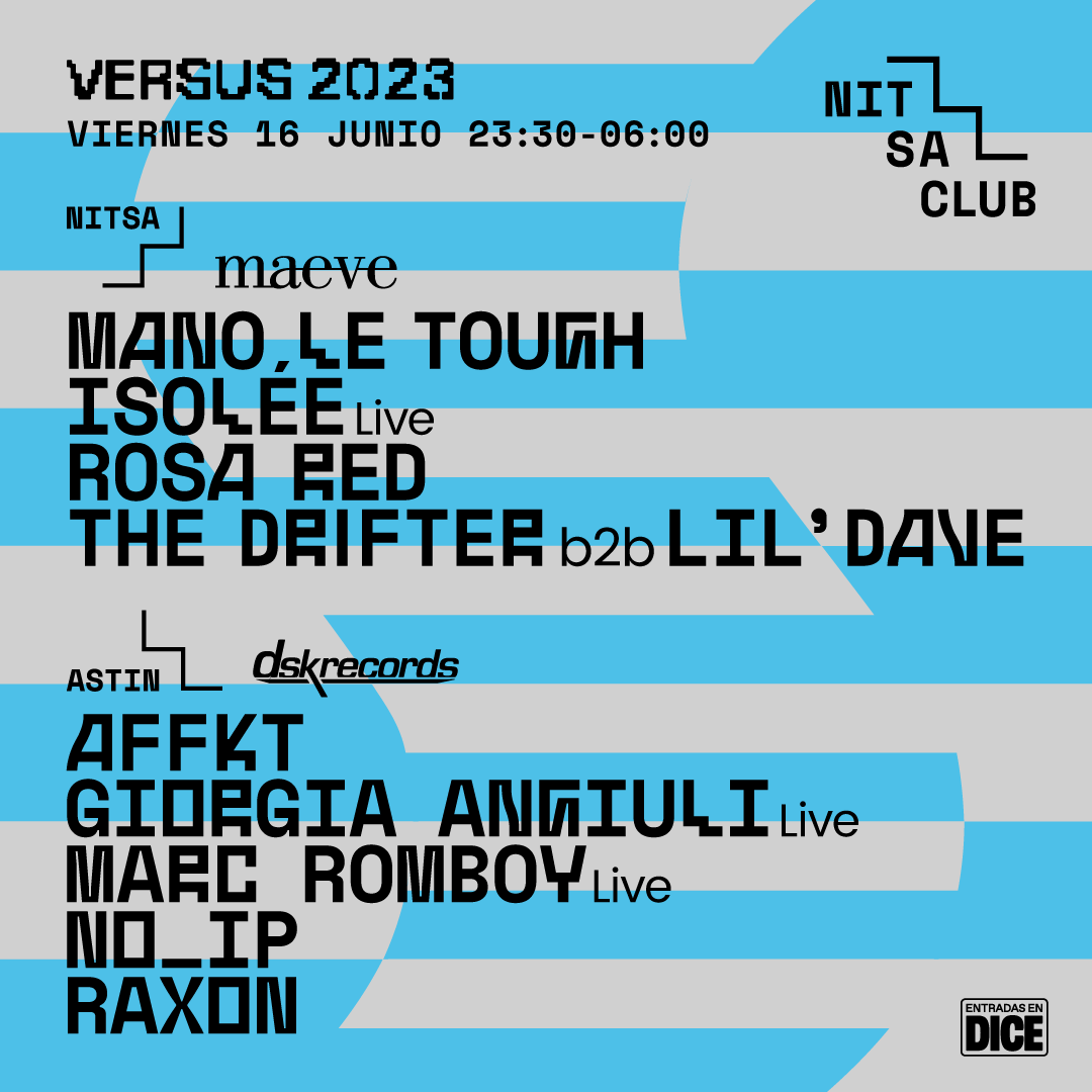 VERSUS 2023 - Maeve: Mano Le Tough / DSK Records: Giorgia Angiuli live · Marc Romboy live - フライヤー表